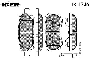 181746 ICER Комплект тормозных колодок, дисковый тормоз