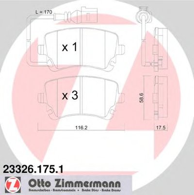 233261751 ZIMMERMANN Комплект тормозных колодок, дисковый тормоз