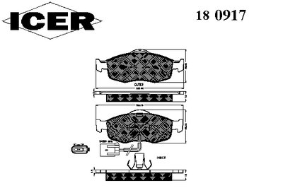 180917 ICER Комплект тормозных колодок, дисковый тормоз