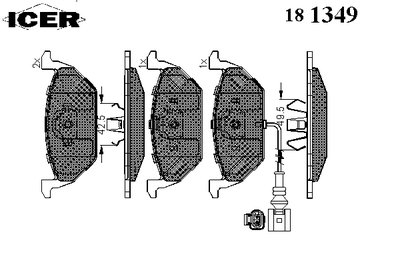 181349 ICER Комплект тормозных колодок, дисковый тормоз