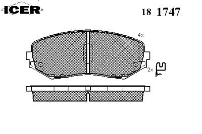 181747 ICER Комплект тормозных колодок, дисковый тормоз