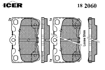 182060 ICER Комплект тормозных колодок, дисковый тормоз