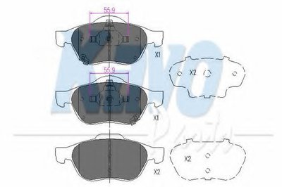 KBP9075 KAVO PARTS Комплект тормозных колодок, дисковый тормоз