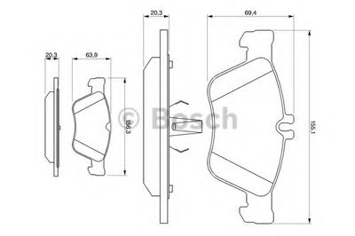 0986494001 BOSCH Комплект тормозных колодок, дисковый тормоз