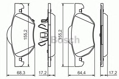 0986494132 BOSCH Комплект тормозных колодок, дисковый тормоз