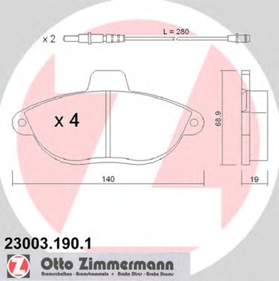 230031901 ZIMMERMANN Комплект тормозных колодок, дисковый тормоз