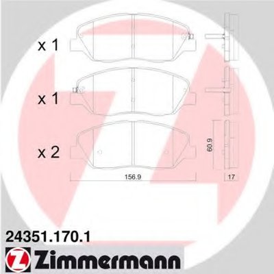 243511701 ZIMMERMANN Комплект тормозных колодок, дисковый тормоз