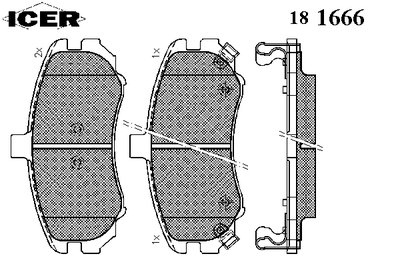 181666 ICER Комплект тормозных колодок, дисковый тормоз