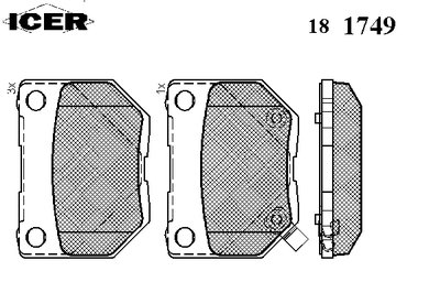 181749 ICER Комплект тормозных колодок, дисковый тормоз