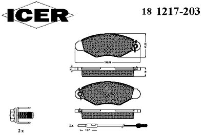 181217203 ICER Комплект тормозных колодок, дисковый тормоз