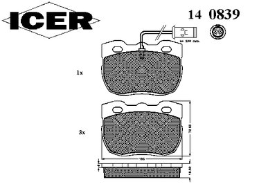 140839 ICER Комплект тормозных колодок, дисковый тормоз