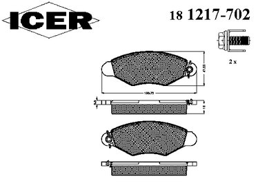 181217702 ICER Комплект тормозных колодок, дисковый тормоз