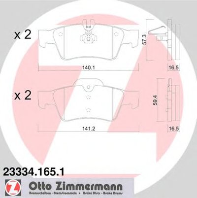 233341651 ZIMMERMANN Комплект тормозных колодок, дисковый тормоз