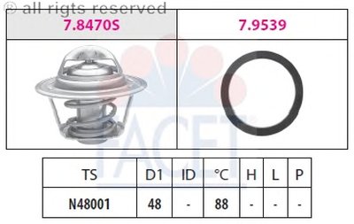 78470 FACET Термостат, охлаждающая жидкость