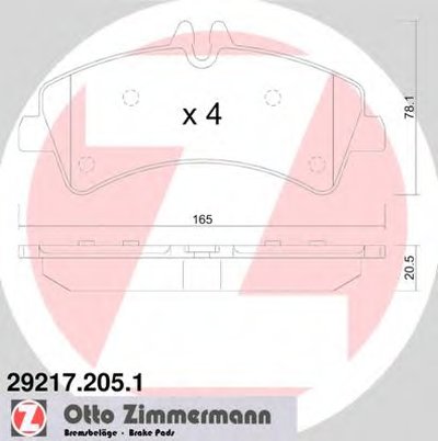 292172051 ZIMMERMANN Комплект тормозных колодок, дисковый тормоз