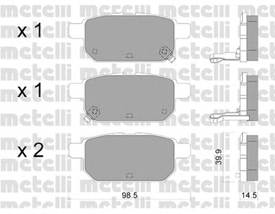 2209150 METELLI Комплект тормозных колодок, дисковый тормоз