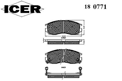 180771 ICER Комплект тормозных колодок, дисковый тормоз