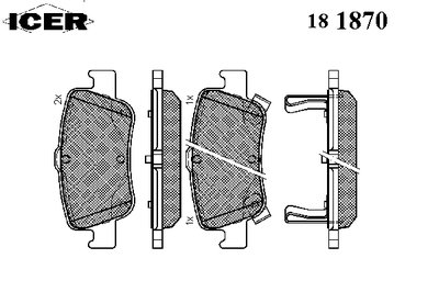 181870 ICER Комплект тормозных колодок, дисковый тормоз