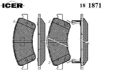 181871 ICER Комплект тормозных колодок, дисковый тормоз