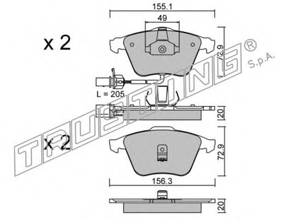 5650 TRUSTING Комплект тормозных колодок, дисковый тормоз
