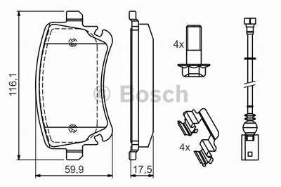 0986494583 BOSCH Комплект тормозных колодок, дисковый тормоз