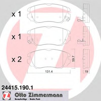 244151901 ZIMMERMANN Комплект тормозных колодок, дисковый тормоз