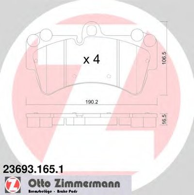 236931651 ZIMMERMANN Комплект тормозных колодок, дисковый тормоз