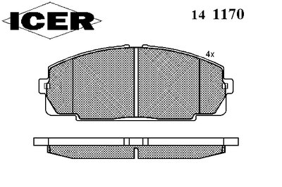 141170 ICER Комплект тормозных колодок, дисковый тормоз