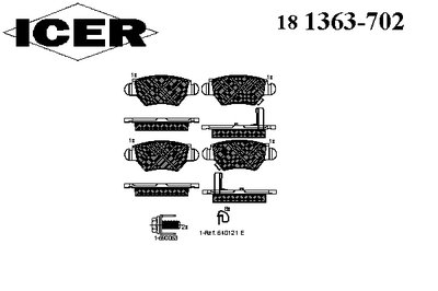 181363702 ICER Комплект тормозных колодок, дисковый тормоз