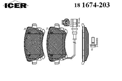 181674203 ICER Комплект тормозных колодок, дисковый тормоз