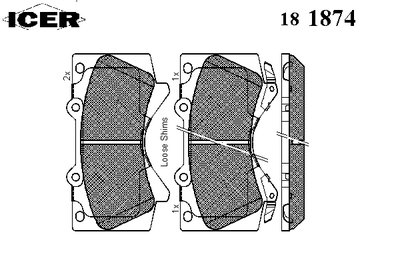 181874 ICER Комплект тормозных колодок, дисковый тормоз
