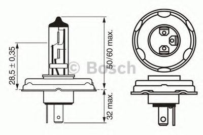 Лампа накаливания, фара дальнего света; Лампа накаливания, основная фара BOSCH купить