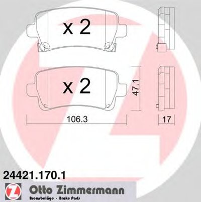 244211701 ZIMMERMANN Комплект тормозных колодок, дисковый тормоз