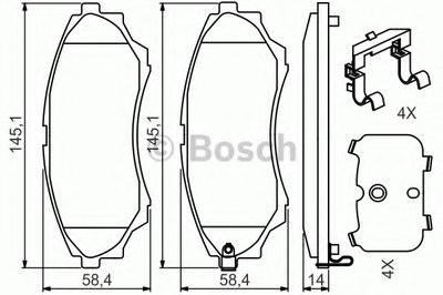 0986494587 BOSCH Комплект тормозных колодок, дисковый тормоз