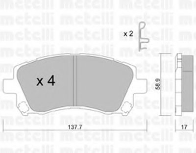 2202960 METELLI Комплект тормозных колодок, дисковый тормоз