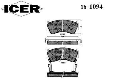 181094 ICER Комплект тормозных колодок, дисковый тормоз