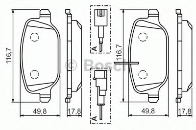 0986494466 BOSCH Комплект тормозных колодок, дисковый тормоз