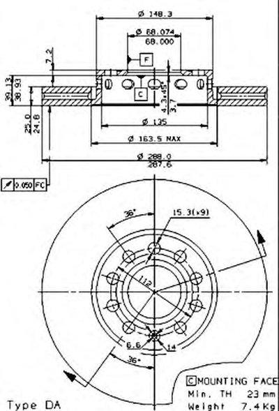 Тормозной диск COATED DISC LINE BREMBO купить