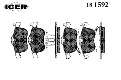 181592 ICER Комплект тормозных колодок, дисковый тормоз