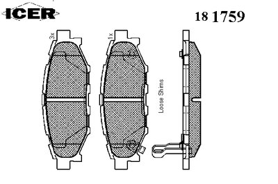 181759 ICER Комплект тормозных колодок, дисковый тормоз