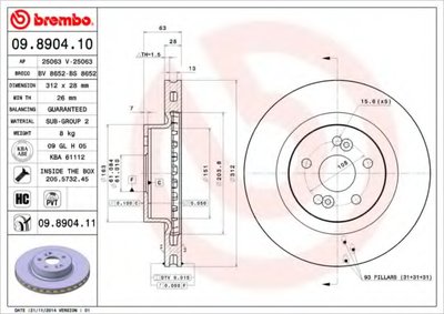 09890411 BREMBO Тормозной диск