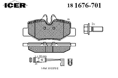 181676701 ICER Комплект тормозных колодок, дисковый тормоз