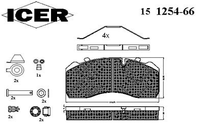 151254066 ICER Комплект тормозных колодок, дисковый тормоз