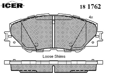 181762 ICER Комплект тормозных колодок, дисковый тормоз