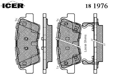 181976 ICER Комплект тормозных колодок, дисковый тормоз