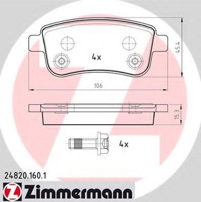 248201601 ZIMMERMANN Комплект тормозных колодок, дисковый тормоз