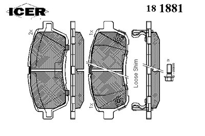 181881 ICER Комплект тормозных колодок, дисковый тормоз