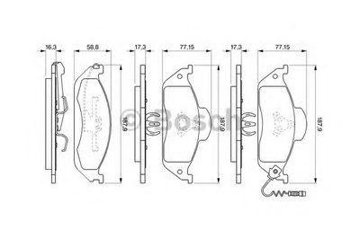 0986424611 BOSCH Комплект тормозных колодок, дисковый тормоз