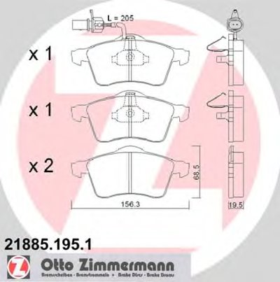 218851951 ZIMMERMANN Комплект тормозных колодок, дисковый тормоз