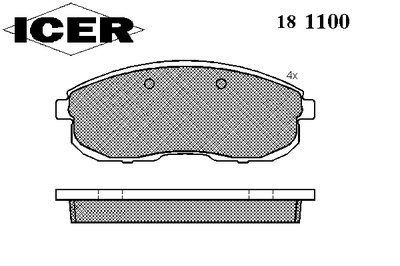 181100 ICER Комплект тормозных колодок, дисковый тормоз